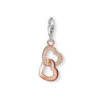 Thomas Sabo Rose Gold Plated and Zirconia Double Heart Charm