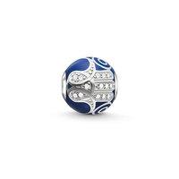 Thomas Sabo Silver And Blue Enamel Hand Of Fatima Karma Bead