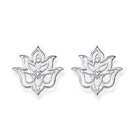 Thomas Sabo Diamond and Silver Lotus Flower Earrings