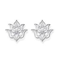 thomas sabo diamond and silver lotus flower earrings