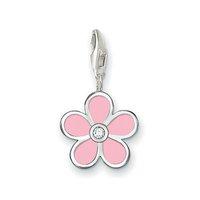 thomas sabo silver and pink flower charm