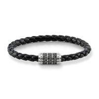 thomas sabo black leather braided bracelet with zig zag zirconia