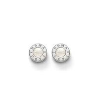Thomas Sabo Silver And Mother Of Pearl Branded Stud Earrings