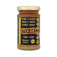 tiana raw organic raw wild flower active honey eu10 250g