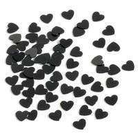 tiny black heart table and invite confetti