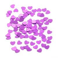 tiny bright pink heart table and invite confetti