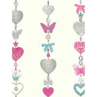 Tiffany Hearts Stripe Wallpaper - White - Arthouse 667901