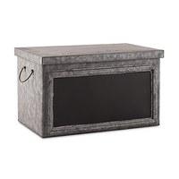 Tin Box with Aged Finish & Blackboard Panel Display - Large