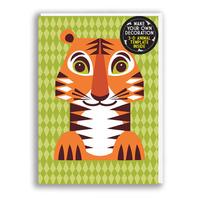 Tiger Card with 3D Animal Template - Kid\'s Birthday Card