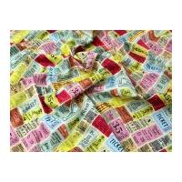 Tickets Print Cotton Poplin Dress Fabric Red Multi