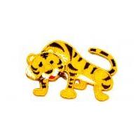 Tiger Embroidered Iron On Motif Applique 57mm x 37mm Orange