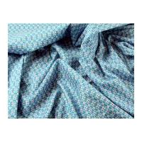 Tiny Geometric Floral Print Cotton Poplin Dress Fabric Turquoise