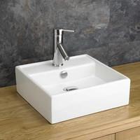 Tivoli 38.2cm x 37.9cm White Square Bathroom Counter Top Sink