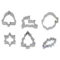 tin plated traditional merry christmas cookie cutter set