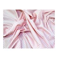 Ticking Stripe Print Cotton Poplin Fabric Pale Pink