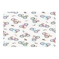 Timeless Treasures Tossed Bicycles Poplin Quilting Fabric White