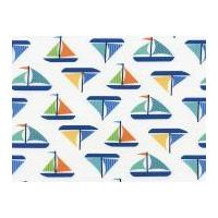 Timeless Treasures Sailboats Poplin Quilting Fabric White