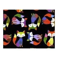 Timeless Treasures Foxes Poplin Quilting Fabric Black