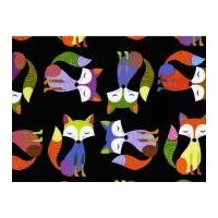 timeless treasures foxes poplin quilting fabric black