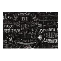 Timeless Treasures Chalkboard Words Poplin Quilting Fabric