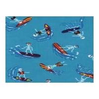 timeless treasures surfing skeletons poplin quilting fabric aqua