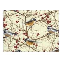 Timeless Treasures Chickadees Poplin Quilting Fabric Cream