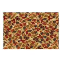 Timeless Treasures Leaves Butterfly Poplin Quilting Fabric
