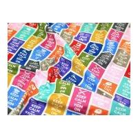 Timeless Treasures Keep Calm & Sew Quilting Fabric Multicoloured