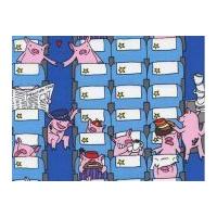 timeless treasures when pigs fly poplin quilting fabric blue