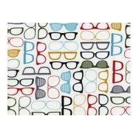 timeless treasures geek chic glasses poplin quilting fabric white