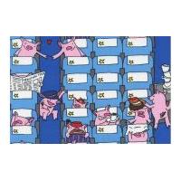 Timeless Treasures When Pigs Fly Poplin Quilting Fabric Blue