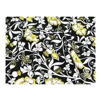 timeless treasures stylised floral quilting fabric black