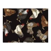 timeless treasures roosters poplin quilting fabric black