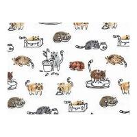 Timeless Treasures Thumbprint Cats Poplin Quilting Fabric White