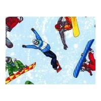 Timeless Treasures Snowboard Poplin Quilting Fabric Blue