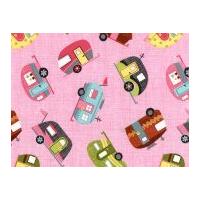 Timeless Treasures Motorhomes Poplin Quilting Fabric Pink