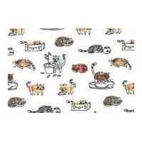 Timeless Treasures Thumbprint Cats Poplin Quilting Fabric White