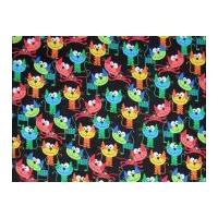 Timeless Treasures Happy Cats Poplin Quilting Fabric Black