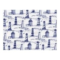 Timeless Treasures Lighthouse Poplin Quilting Fabric White