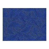 timeless treasures packed leaf metallic poplin quilting fabric blue