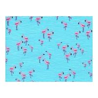 Timeless Treasures Mini Flamingos Poplin Quilting Fabric Aqua