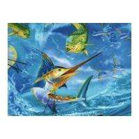 Timeless Treasures Swordfish Poplin Quilting Fabric Ocean