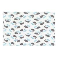 timeless treasures mini whales poplin quilting fabric white