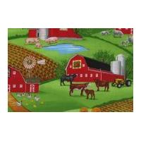 Timeless Treasures Barn Cows & Pigs Poplin Quilting Fabric Green