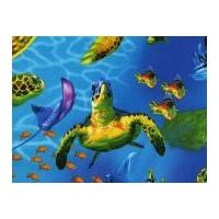 Timeless Treasures Turtles Poplin Quilting Fabric Blue