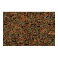 Timeless Treasures Pine Cones Metallic Poplin Quilting Fabric