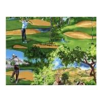 Timeless Treasures Golfing Course Scenic Poplin Quilting Fabric