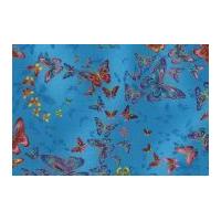 Timeless Treasures Allover Butterflies Metallic Poplin Quilting Fabric Turquoise