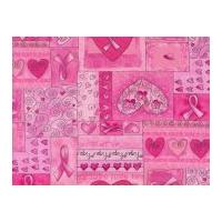 Timeless Treasures Pink Ribbon Poplin Quilting Fabric Pink