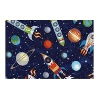 timeless treasures out of this world poplin quilting fabric navy blue